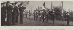 Królewska wizyta w zachodniej Anglii, przybycie królów na teren brytyjskiego Royal Naval College, 7 marca autorstwa English Photographer