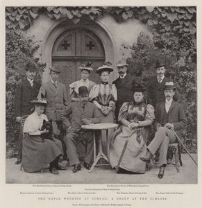 Królewskie wesele w Coburgu, grupa w Schloss autorstwa English Photographer