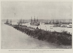 Wojna hiszpańsko-amerykańska, port w Las Palmas, stolica Gran Canarii, obecnie ufortyfikowany przez Hiszpanię autorstwa English Photographer