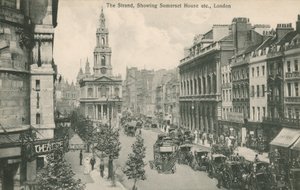 The Strand, przedstawiający Somerset House i St Clement Danes, Londyn autorstwa English Photographer
