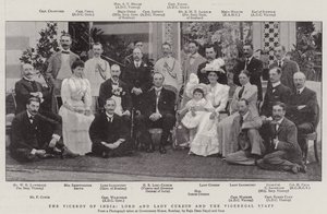 Wicekról Indii, Lord i Lady Curzon oraz sztab Vigeregal autorstwa English Photographer