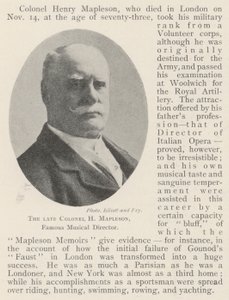 Nieżyjący już pułkownik H Mapleson, słynny dyrektor muzyczny autorstwa English Photographer
