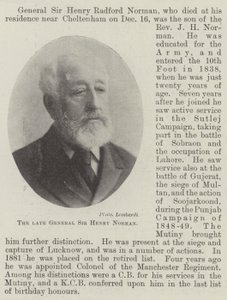 Nieżyjący już generał Sir Henry Norman autorstwa English Photographer