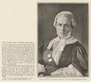 Nieżyjący już szanowny sir Henry Manisty, sędzia Sądu Najwyższego autorstwa English Photographer