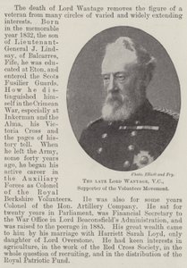 Nieżyjący już Lord Wantage, VC, Zwolennik Ruchu Wolontariuszy autorstwa English Photographer