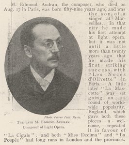 Nieżyjący już M Edmond Audran, kompozytor Light Opera autorstwa English Photographer