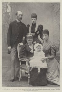Zmarła królowa Danii, cztery pokolenia, król, księżna Walii, księżna Fife i lady Alexandra Duff autorstwa English Photographer