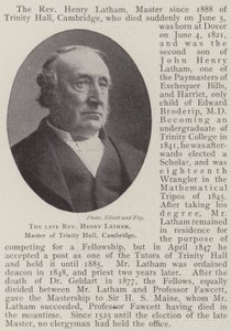 Nieżyjący już wielebny Henry Latham, mistrz Trinity Hall w Cambridge autorstwa English Photographer