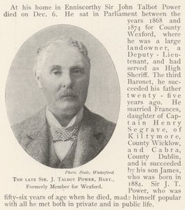 Nieżyjący już Sir J Talbot Power, Baronet, dawniej członek Wexford autorstwa English Photographer