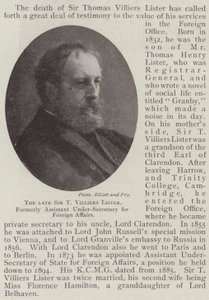 Nieżyjący już Sir T. Villiers Lister, dawniej zastępca podsekretarza do spraw zagranicznych autorstwa English Photographer