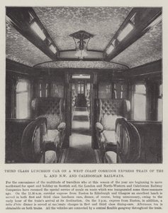 Wagon śniadaniowy trzeciej klasy w pociągu ekspresowym korytarza West Coast Corridor linii L i NW oraz Caledonian Railways autorstwa English Photographer