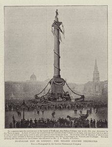 Trafalgar Day w Londynie, ozdobiona kolumna Nelsona autorstwa English Photographer