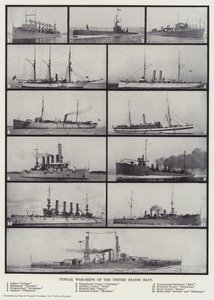 Typowe okręty wojenne marynarki wojennej Stanów Zjednoczonych (zdjęcie czarno-białe) autorstwa English Photographer