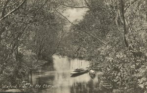 Widok na rzekę Cherwell, Oxford, Oxfordshire (zdjęcie czarno-białe) autorstwa English Photographer