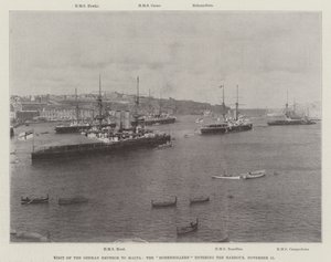 Wizyta cesarza niemieckiego na Malcie, wejście Hohenzollernów do portu, 15 listopada 1898 r. autorstwa English Photographer