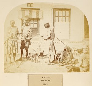 Weavers, Hindoos, Delhi, z The People of India, J. Forbes Watson, opublikowane 1868 (druk albumowy) autorstwa English Photographer