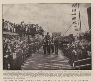 Powitanie zdobywcy nagrody Queens w St Peter Port, Guernsey autorstwa English Photographer