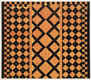 Czternastowieczny chodnik z Worcester Cathedral Choir School, ilustracja z Specimen of Tile Pavements, zaczerpnięta z Istniejących Władz, Henry Shaw, 1858