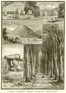 1. Avebury. 2. Littlecote. 3. Silbury. 4.Diabły Legowisko. 5. Wielka Aleja autorstwa English School