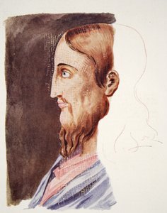 Portret Chrystusa z II wieku z rzymskich katakumb, rysunek attri. do T. Heaphy, reprodukowana w The Outline of History: będąc prostą historią życia i ludzkości autorstwa H.G. Wellsa, Londyn (kolor lit