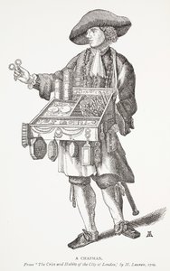 A Chapman, z The Cries and Habits of the City of London autorstwa M. Lauren, 1709, frontispisowa ilustracja z książki Chap-books of the Eighteenth Century Johna Ashtona, wyd. 1882 autorstwa English School
