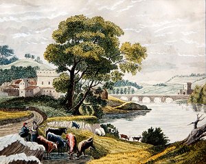 Claudyjski krajobraz, ok. 1825 (akwarela na papierze) autorstwa English School