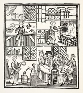 Kolekcja kwitów kulinarnych, ilustracja z książki Chap-books of the Eighteenth Century Johna Ashtona, wyd. 1882 autorstwa English School