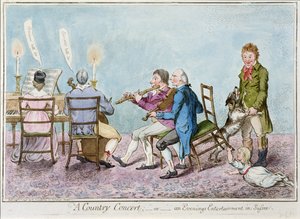 A Country Concert, or an Evenings Entertainment in Sussex, wydana przez Hannah Humphrey w 1798 r. (akwaforta ręcznie kolorowana) autorstwa English School