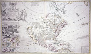 Dwustronicowa mapa Ameryki Północnej, ok. 1708-20 autorstwa English School