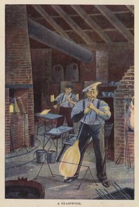 A Wyrób szkła (litografia kolorowa) autorstwa English School