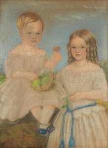 Grupowy portret brata i siostry (pastel) autorstwa English School