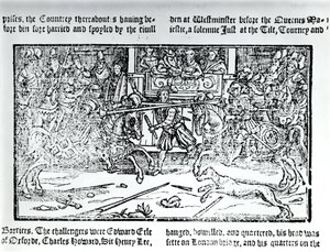 Turniej rycerski z „Chronicles of England” Holinshed, 1577 autorstwa English School