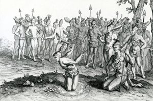Król Florydy konsultujący się ze swoim Magiem przed wyruszeniem na bitwę, ilustracja zaczerpnięta z Moores Voyages and Travels, 1778 autorstwa English School