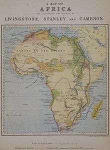 Mapa Afryki ilustrująca podróże Davida Livingstone