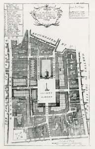 Mapa parafii St Pauls Covent Garden zaczerpnięta z ostatniego przeglądu autorstwa English School