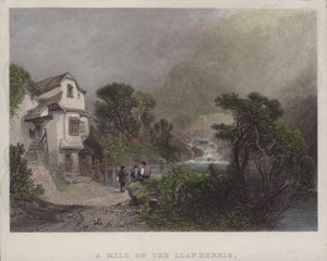 Młyn nad Llanberris (kolorowy grawerunek) autorstwa English School