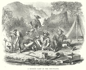 Obóz górniczy w górach (rycina) autorstwa English School