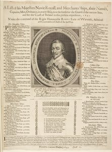 Lista okrętów morskich z portretem hrabiego Warwick autorstwa English School