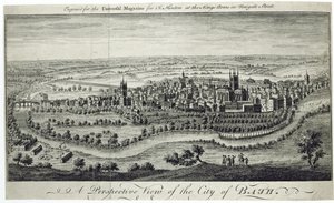 Widok perspektywiczny miasta Bath, wygrawerowany dla Universal Magazine, ok. 1750 autorstwa English School