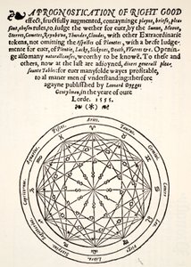 Prognostyka słusznego dobra Leonarda Dyggesa, wydrukowana przez Thomasa Gemini, Blacke Friars, Londyn, 1555 autorstwa English School