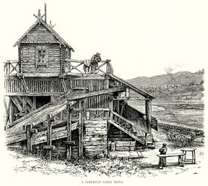 Syberyjska kopalnia złota (grawerunek) autorstwa English School