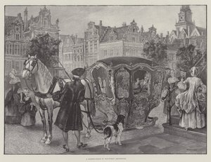 Wagon saneczkowy w Starym Świecie w Amsterdamie (grafika) autorstwa English School
