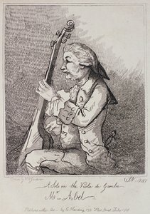 Solo na Violi da Gamba, Carl Friedrich Abel (1723-87) rytowane przez Williama Nelsona Gardinera (1766-1814) 1787 autorstwa English School
