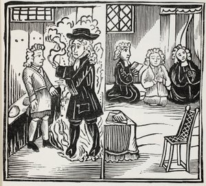 Straszne i sezonowe ostrzeżenie dla młodych mężczyzn, ilustracja z książki rozdziałów XVIII wieku autorstwa Johna Ashtona, wyd. 1882 autorstwa English School