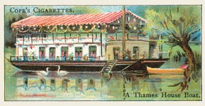 Łódź mieszkalna na Tamizie (chromolit) autorstwa English School
