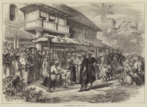 Tygrysie wesele w Coorg w Indiach (grawerowanie) autorstwa English School