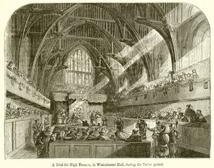Proces za zdradę stanu w Westminster Hall w okresie Tudorów autorstwa English School