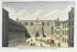 Widok na Guild Hall of the City of London, z Historii Londynu, koniec XVIII wieku autorstwa English School