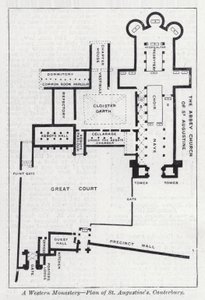 Klasztor zachodni, plan św. Augustyna, Canterbury (lito) autorstwa English School