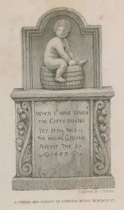 Figurka i tabliczka w Pannier Alley, Newgate Street autorstwa English School